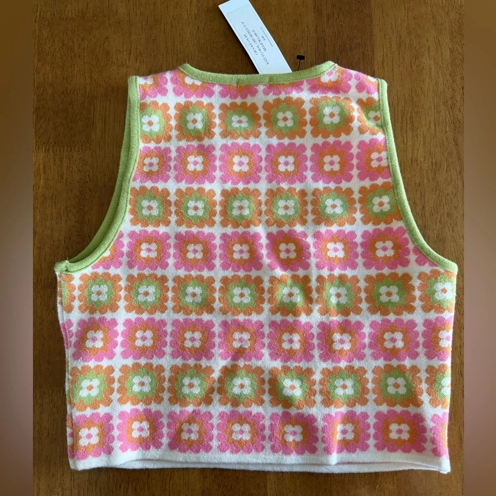 VICI Floral Crochet Knit Tank - Pink, Orange & Lime - Picture 3 of 5